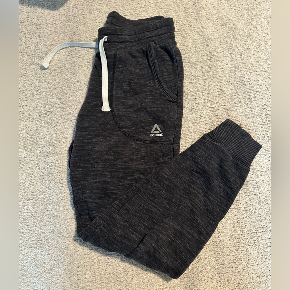 Reebok Charcoal Joggers with White Drawstring